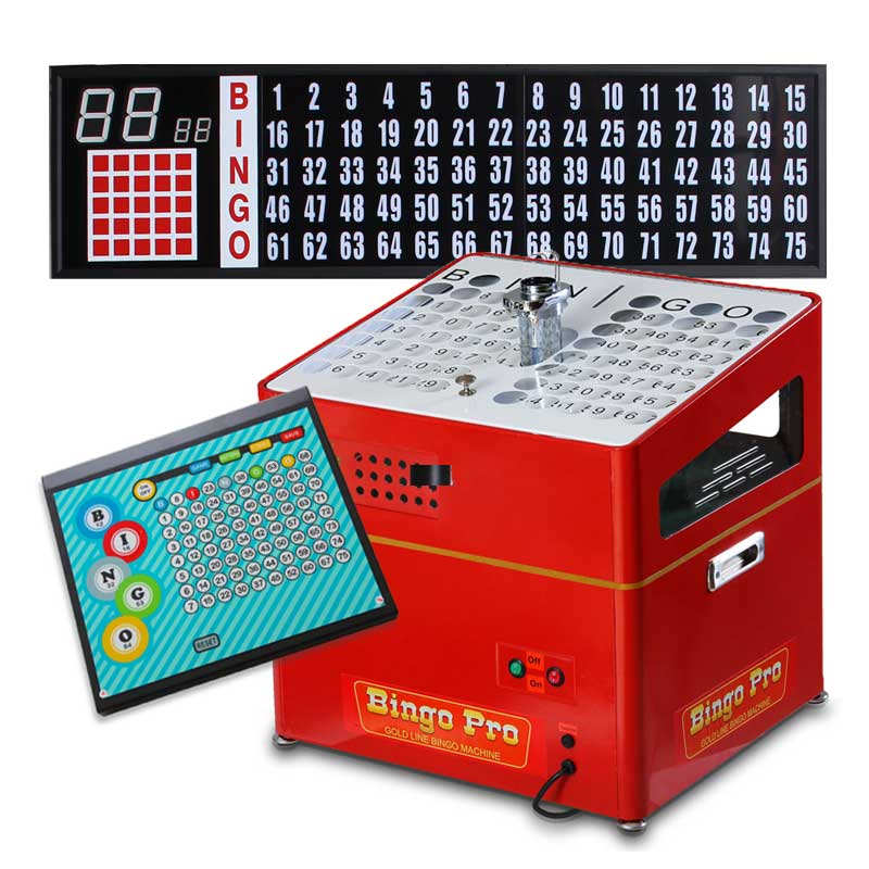 Bingo Systems-Bingo Pro’s exclusive Gold Line bingo machine with 5 ft. Flashboard & Control Pad