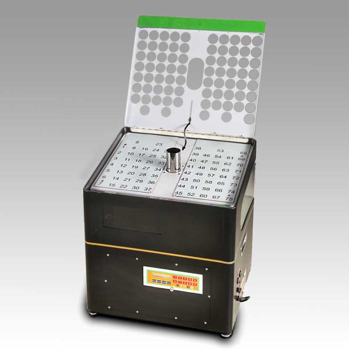 Bingo machine with Easy ball return with flip up lid