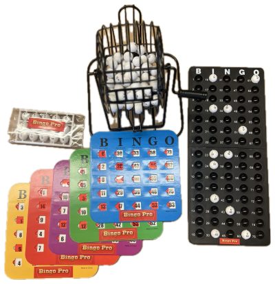 Deluxe Bingo Game Set Bingo Balls with Cage and Bingo Cards with Sliding Windows Shutter Card Roller Cage